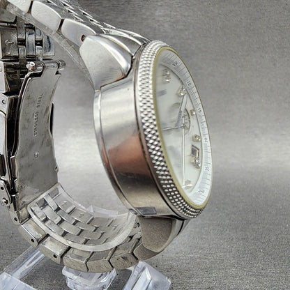 Michael Kors Ritz Chronograph Watch Women 37mm MOP Dial Steel Round New Battery3