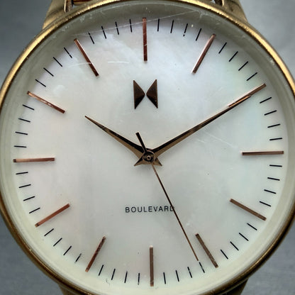 MVMT Boulevard Watch Women 38mm MOP Dial Rose Gold Tone Mesh Band New BatteryLK1
