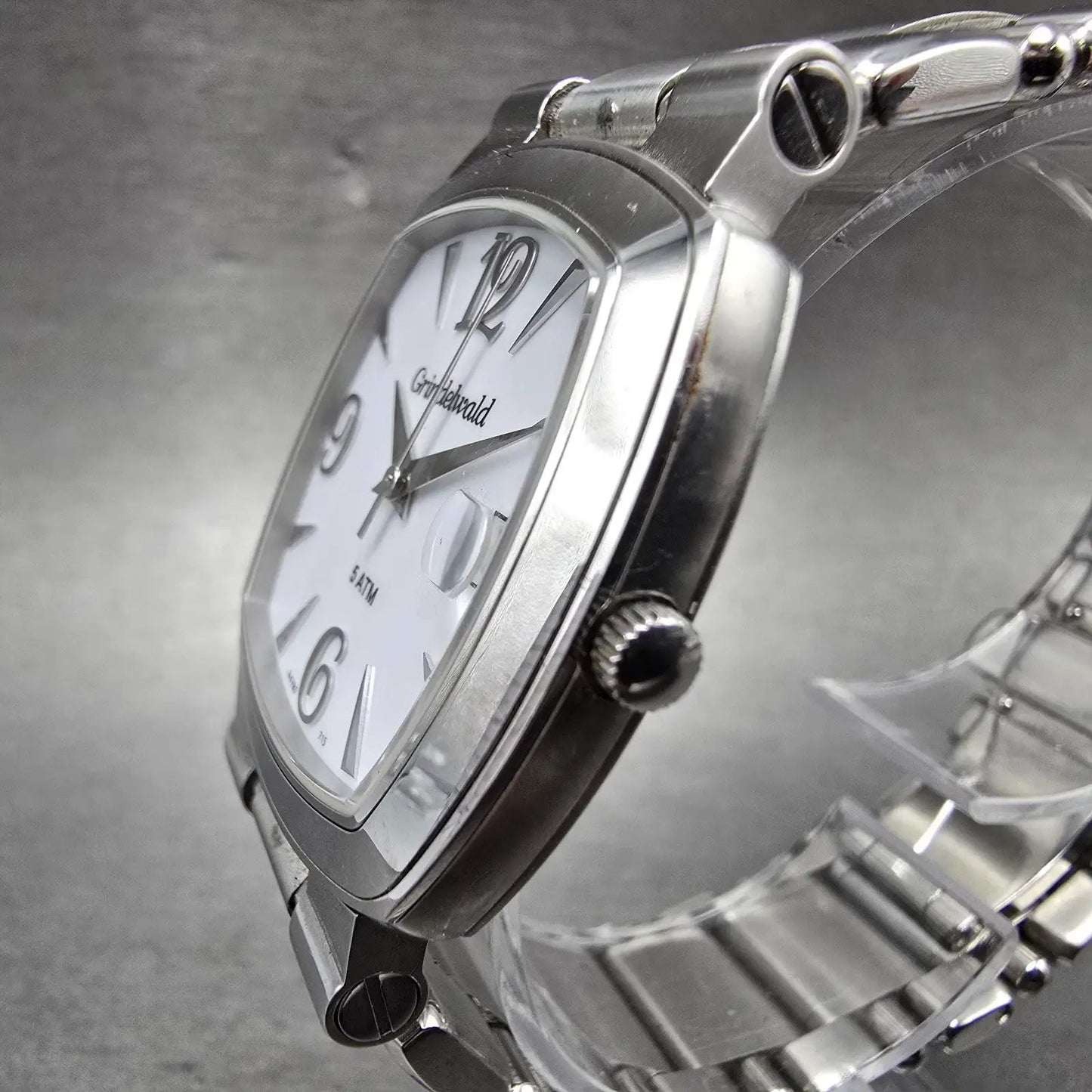Belair Grindelwald watch Men 34mm White Dial Steel Date Rectangle New battery2