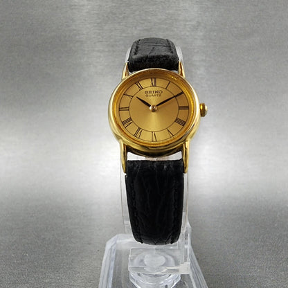 Seiko Watch Women 20mm Gold Dial Gold Tone Round 2Y000A10 New Battery5