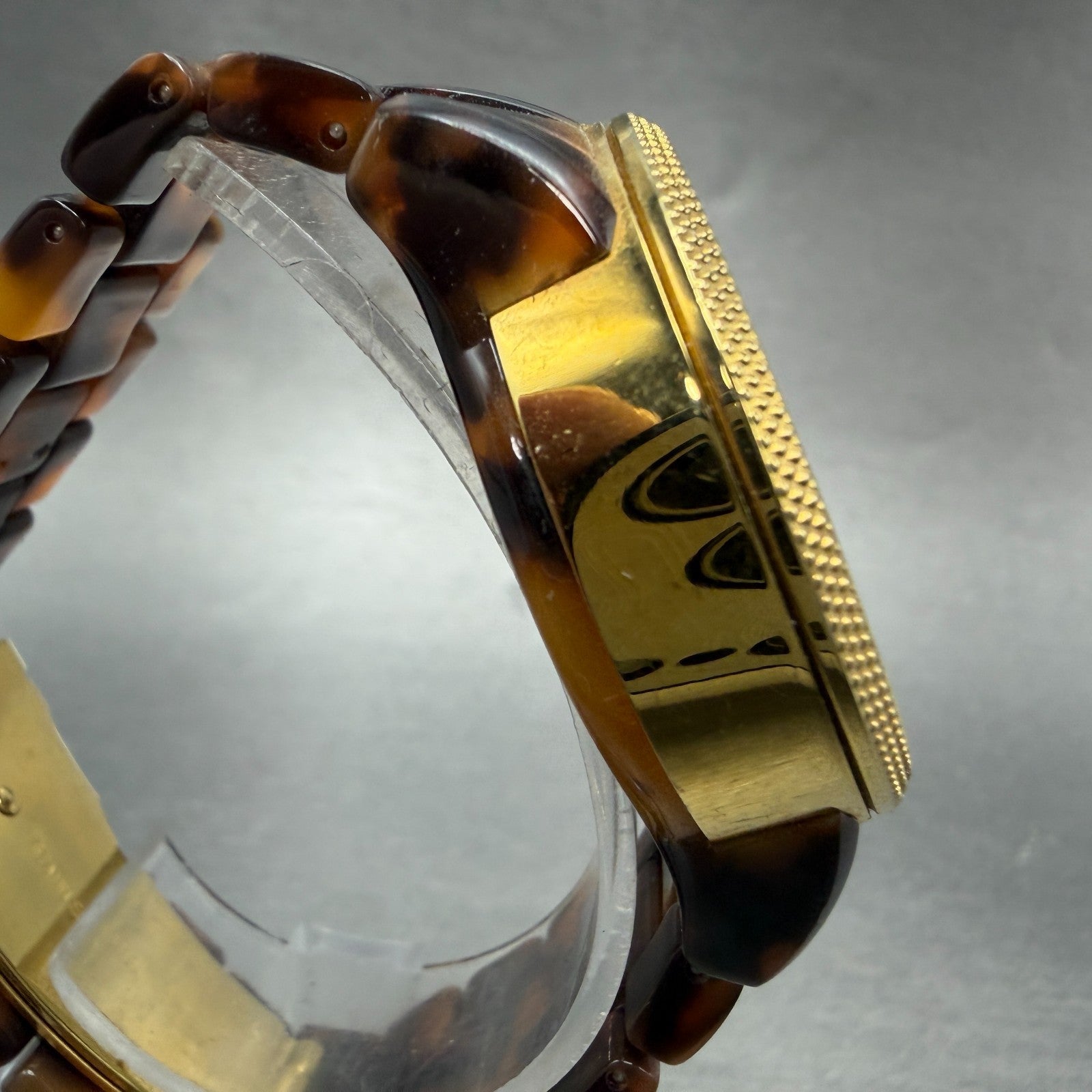 Michael Kors Watch Women 37mm Brown Dial Gold Brown Tone Daydate New Battery PT3