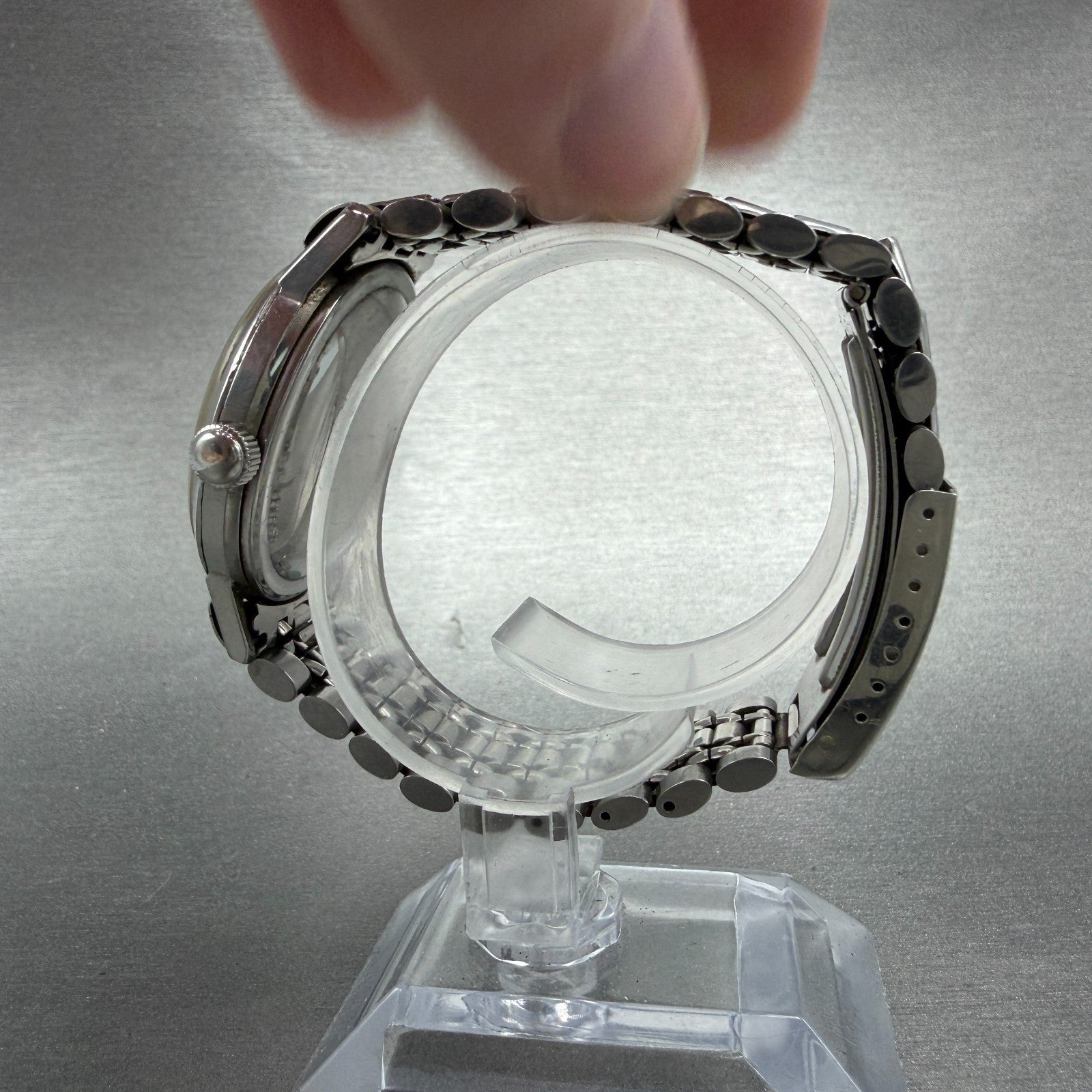 Seiko Sportsman Watch Men 36mm Silver Dial Silver Tone Date Manual 14112 Runs6