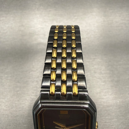 Seiko Watch Men 26mm Black Dial Two Tone Rectangle 5P31-5A59 New Battery4