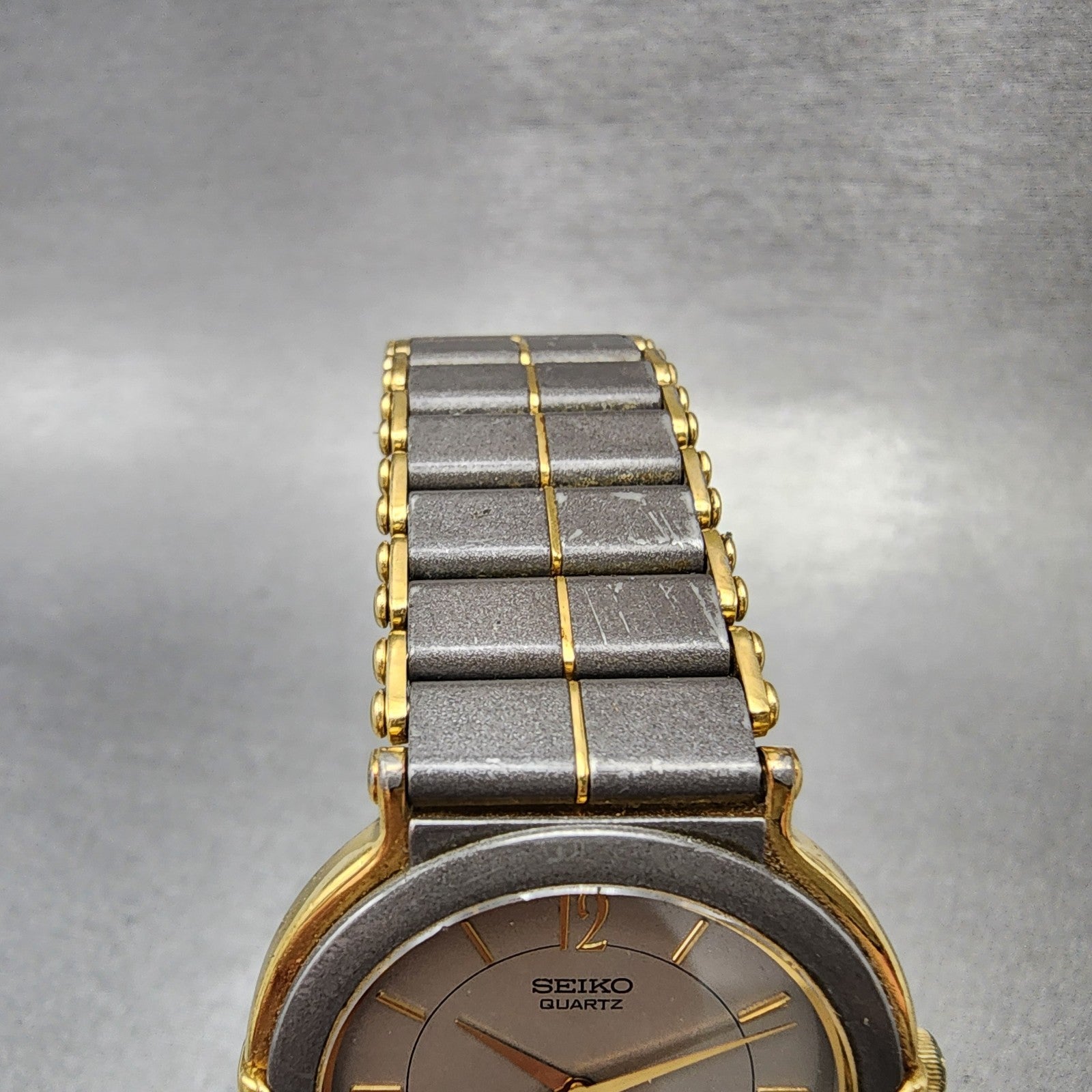 Seiko Watch Men 32mm Silver Dial Tone Two Tone Round 5P30-600H New Battery4