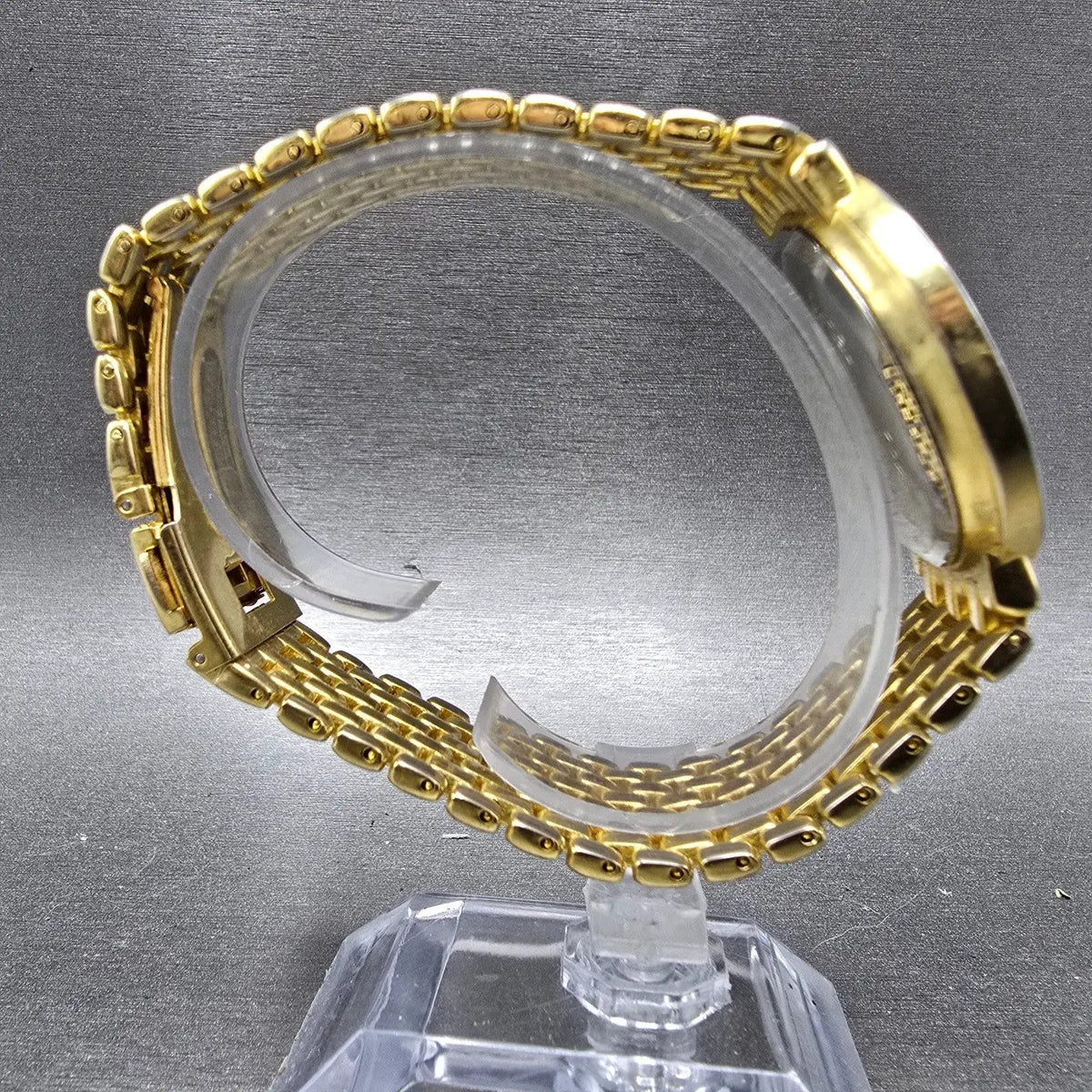 Gruen Watch Men 36mm Gold Dial Gold Tone Round New Battery Vintage8