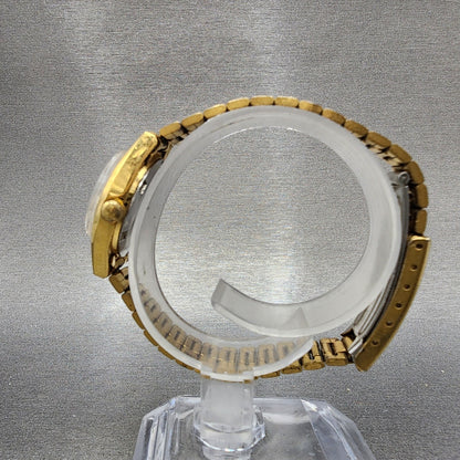 Citizen CQ Watch Women 24mm Silver Dial Gold Tone Date Round New Battery VTG6