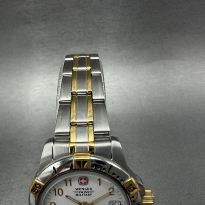 Wenger Swiss Military Watch Women 29mm White Dial Two Tone Date Round New Batt4