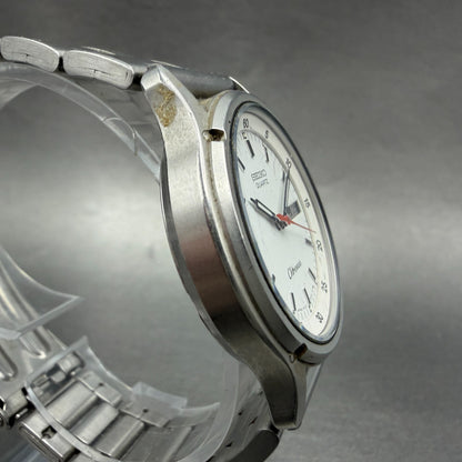 Seiko Chronos Watch Men 34mm White Dial Silver Tone Daydate 7433-7030 NewBattery3