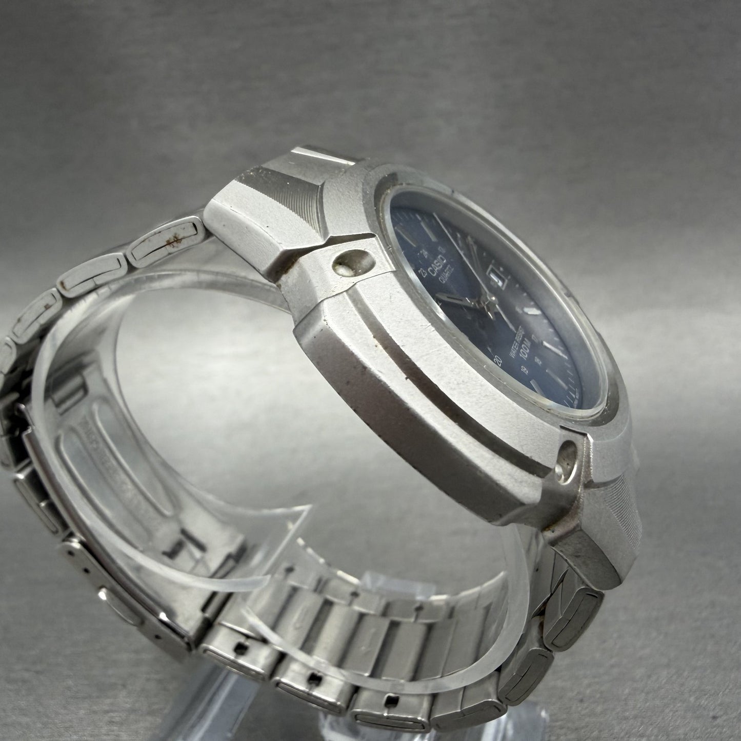 Casio MTP-3036 Watch Men 41mm Blue Dial Silver Tone Date Round New Battery3