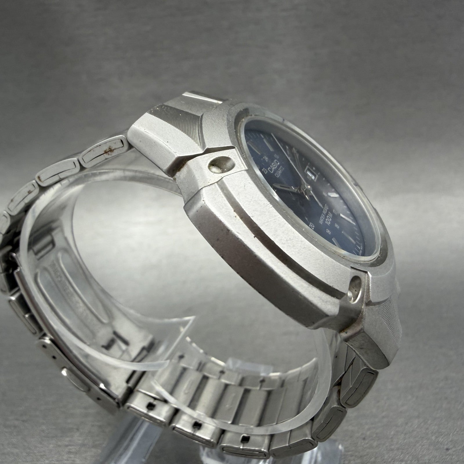 Casio MTP-3036 Watch Men 41mm Blue Dial Silver Tone Date Round New Battery3