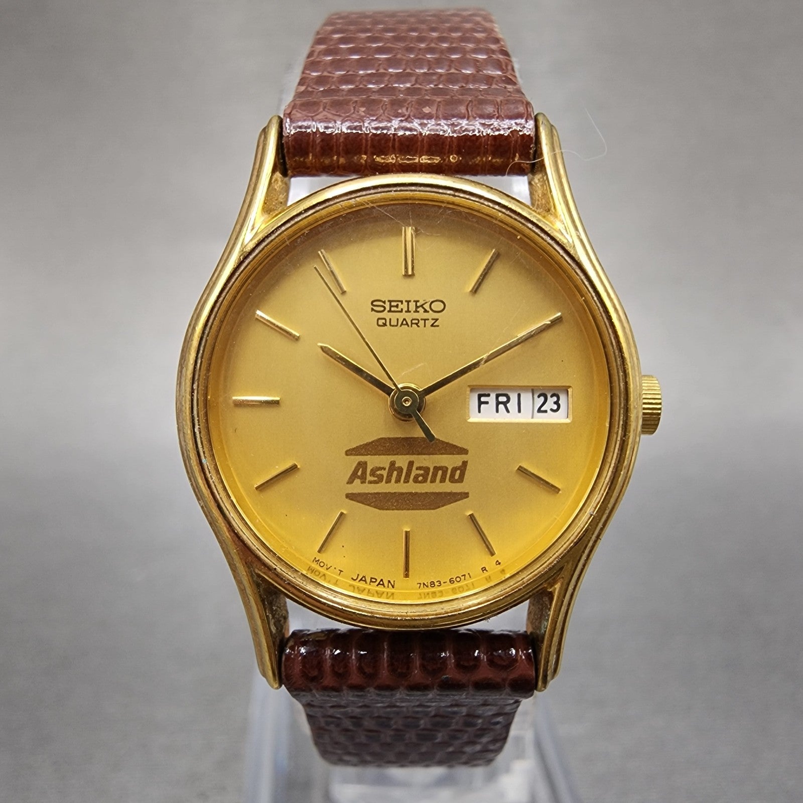 Seiko Watch Women 22mm Champagne Dial Gold Tone Daydate 7n836021 New Battery0