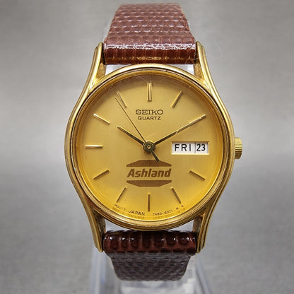 Seiko Watch Women 22mm Champagne Dial Gold Tone Daydate 7n836021 New Battery0