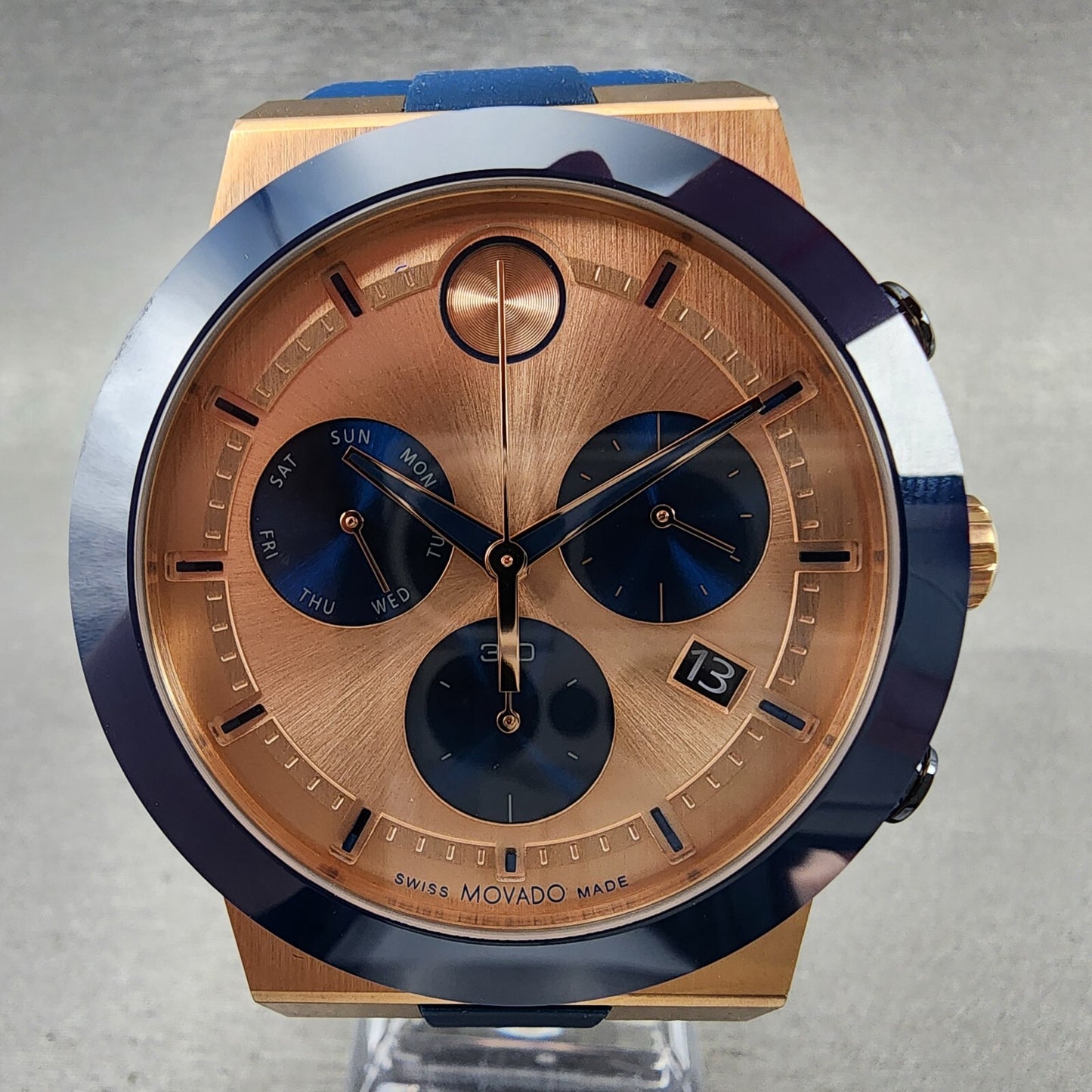 Movado Bold Fusion Chronograph Watch Men 44mm Rose Gold Dial Rose Gold Tone Date1