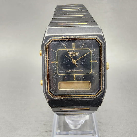 Seiko Analog Digital Watch Men 29mm Black Dial Black Tone H6015179 PARTS0