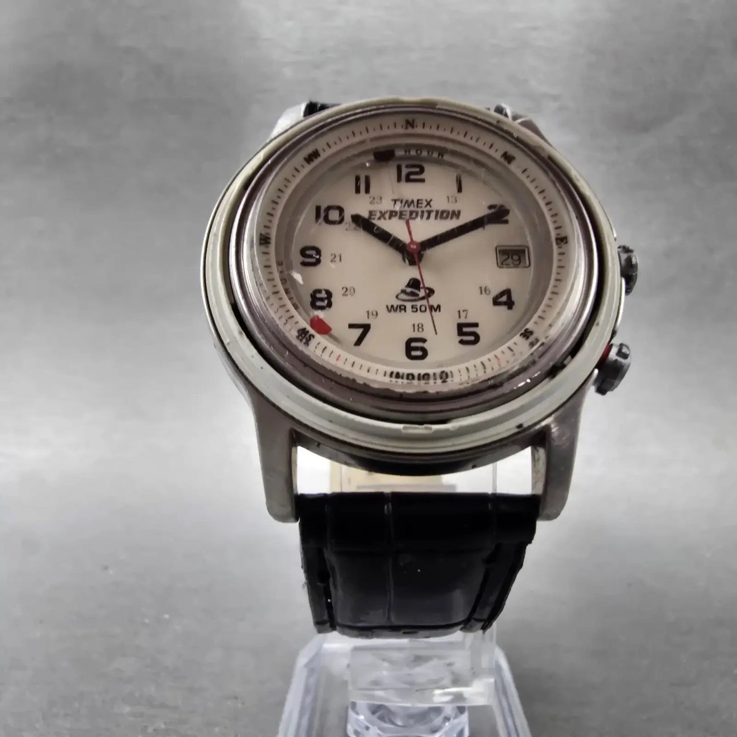 Timex Shenmue Watch Men 39mm Cream Dial Silver Tone Date Alarm READ!!!! New Batt5