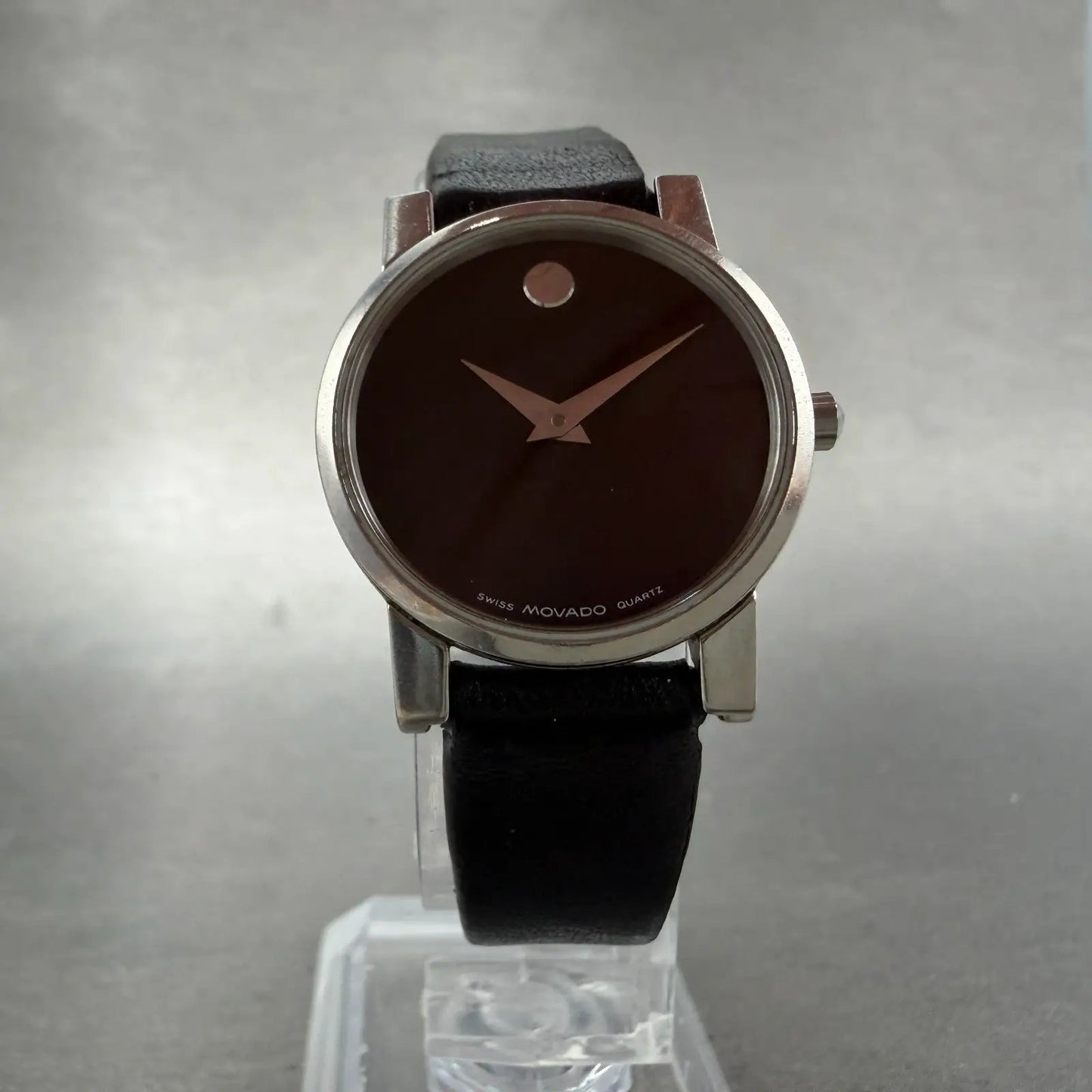 Movado Museum Watch Women 25mm Black Dial Steel Round 84.A1.845 New Battery ACB5