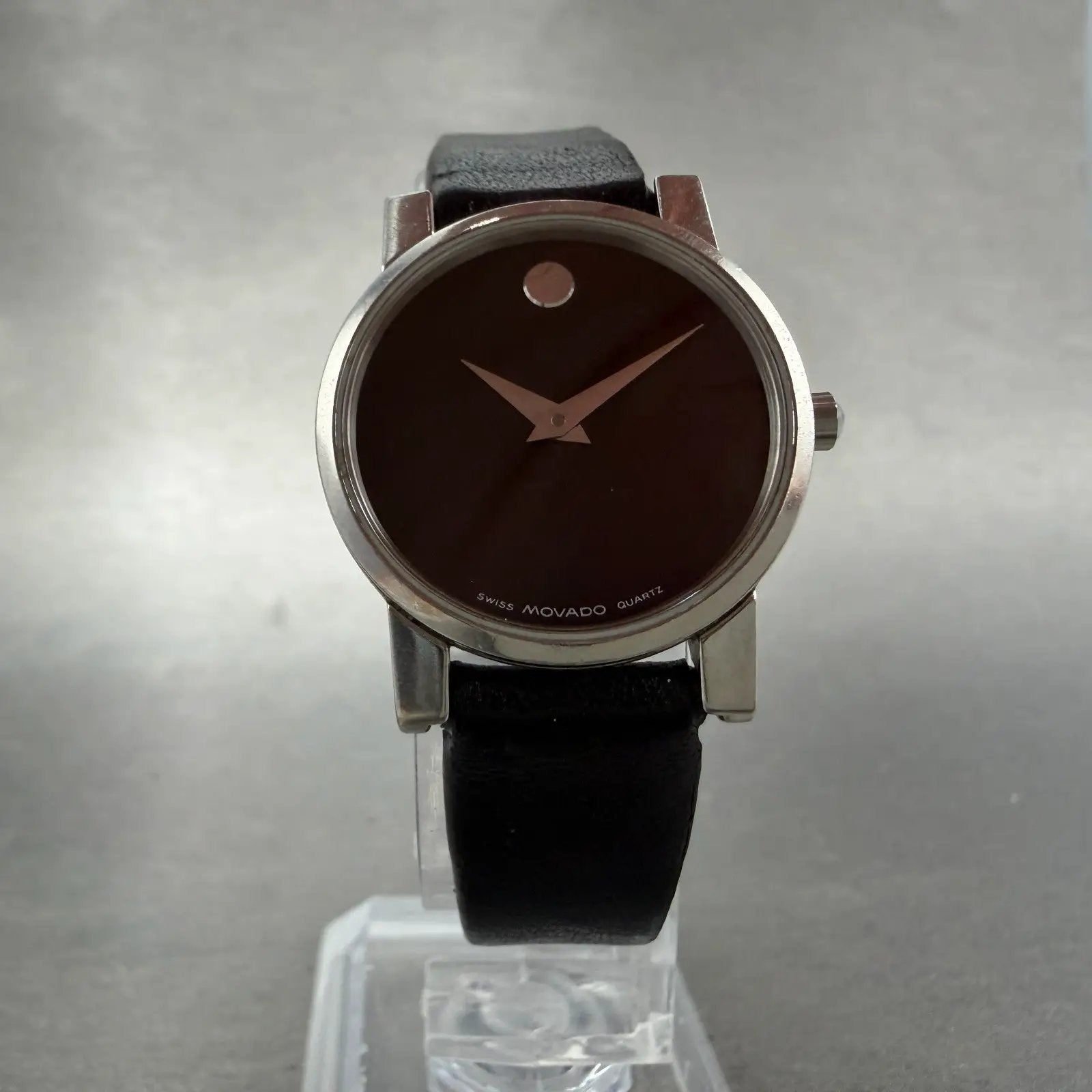 Movado Museum Watch Women 25mm Black Dial Steel Round 84.A1.845 New Battery ACB5