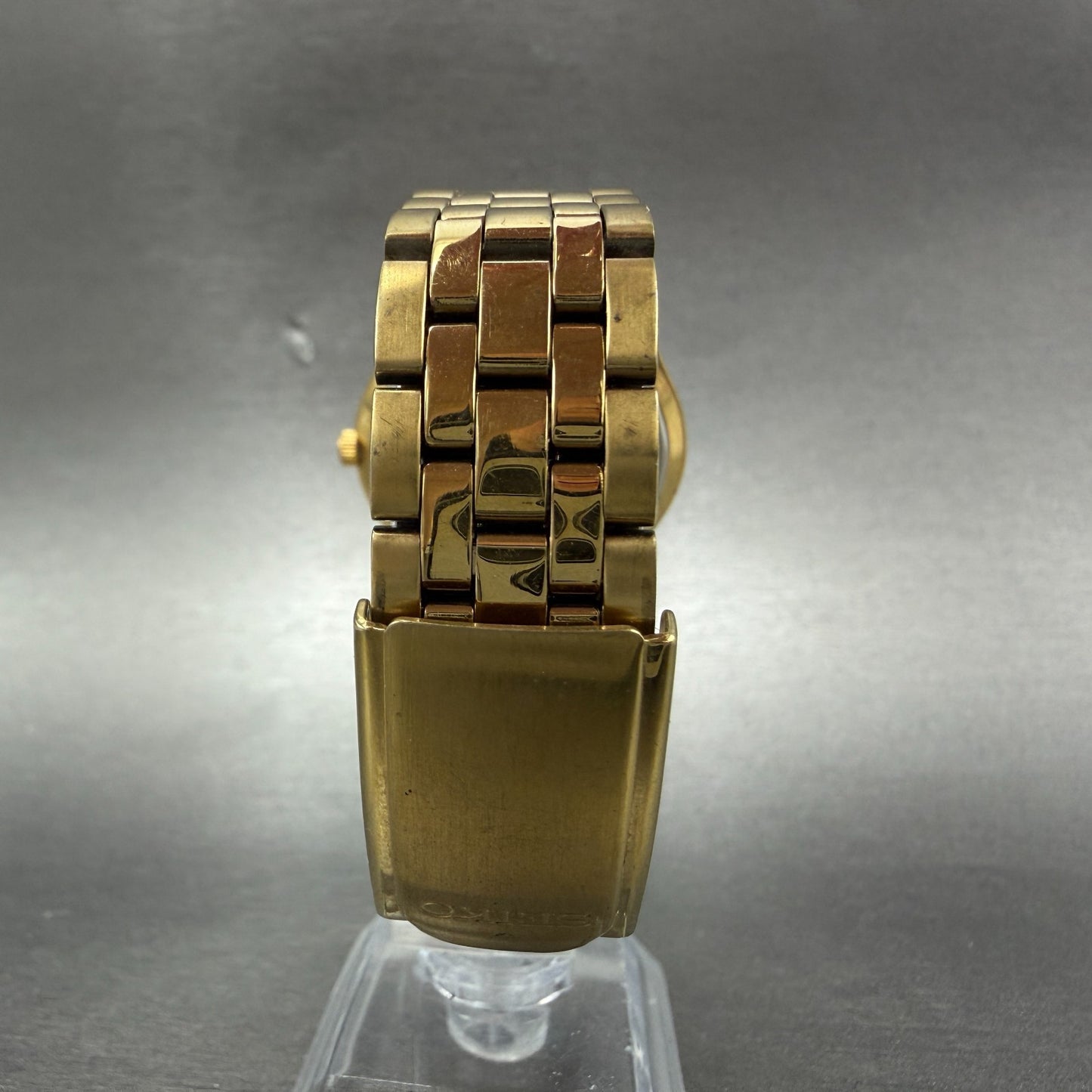 Seiko watch Men 36mm Gold Dial Gold Tone Daydate Round 7n43-9048 New Battery7