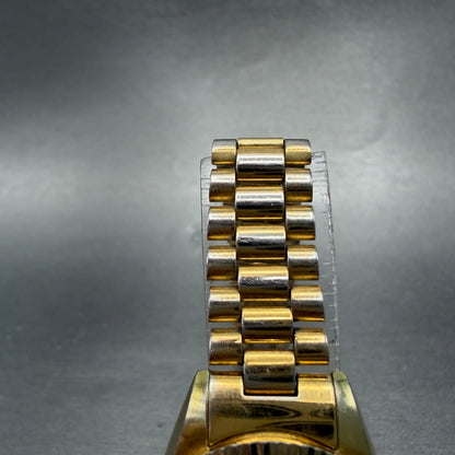 Bulova Super Seville Date Just Watch Women 26mm Gold Dial Gold Tone Automatic A14