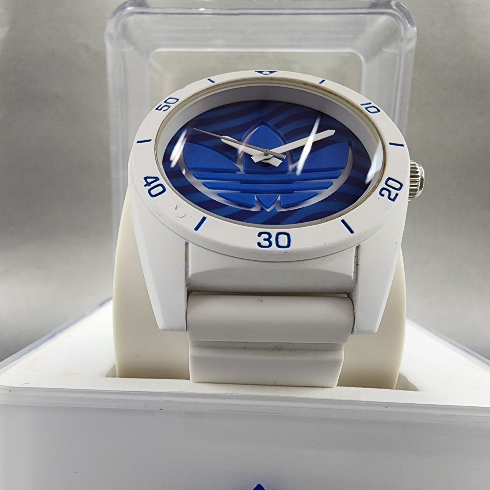 Adidas Santiago Watch Men 42mm Blue Dial White Tone Round ADH3195 New Battery6