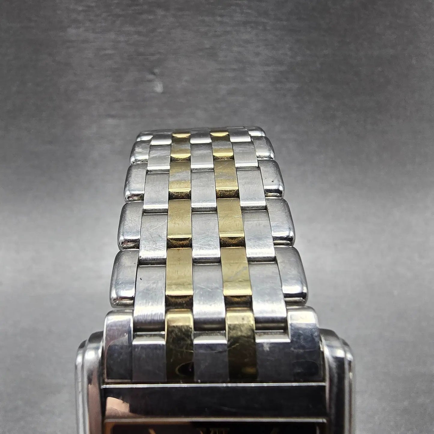 Citizen Eco-Drive Tank Watch Men 28mm Black Dial Two Tone G820-T001670 Runs UKl4