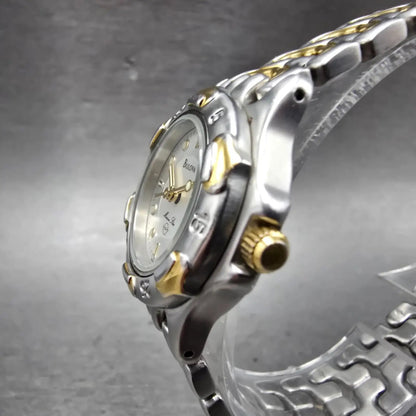 Bulova Marine Star Watch Women 28mm Silver Dial Two Tone Date 98M39 New BatteryK2