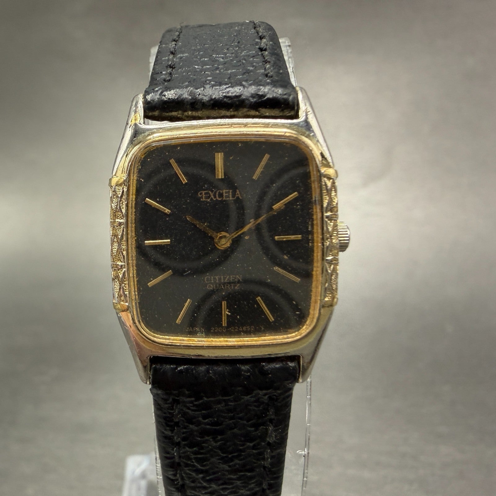 Citizen Excela Watch Women 19mm Black Dial Gold Tone 2200-223055 New Battery0