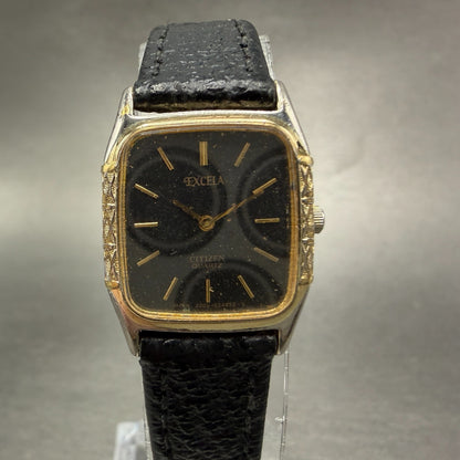 Citizen Excela Watch Women 19mm Black Dial Gold Tone 2200-223055 New Battery0