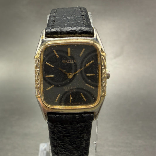 Citizen Excela Watch Women 19mm Black Dial Gold Tone 2200-223055 New Battery0