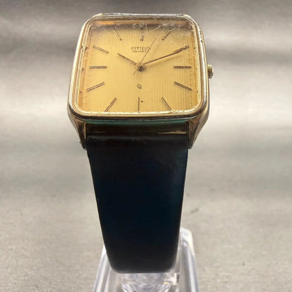 Citizen CQ Watch Men 27mm Gold Dial Gold Tone Rectangle 2830-262841 New Battery5