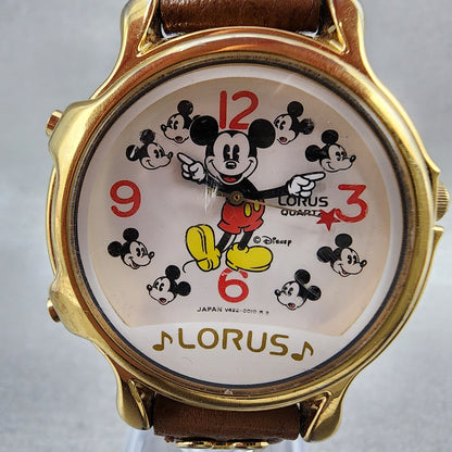 Lorus Mickey Mouse Watch Women 34mm White Dial Gold Tone Round V4220010 New Bat1