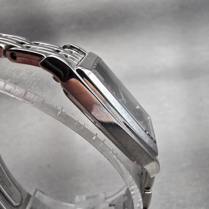 Seiko Solar Tank Watch Women 15mm Black Dial Silver Rectangle V116-0AA0 Works3