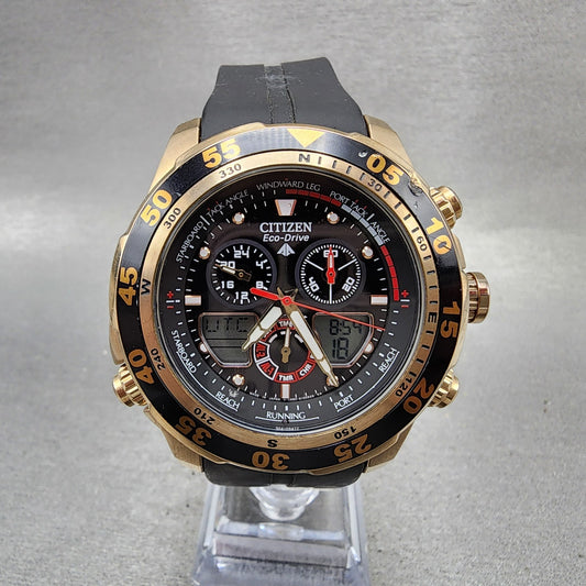 Citizen EcoDrive Promaster Watch Men 44mm Black Dial Rose Gold Tone C660 Works0