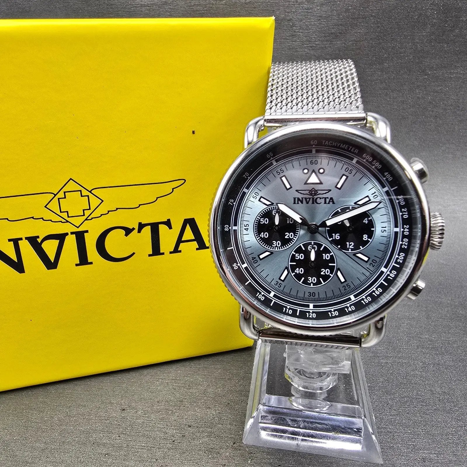 Invicta Speedway Chronograph Watch Men 44mm Blue Dial Silver Tone 47359 New Batt0