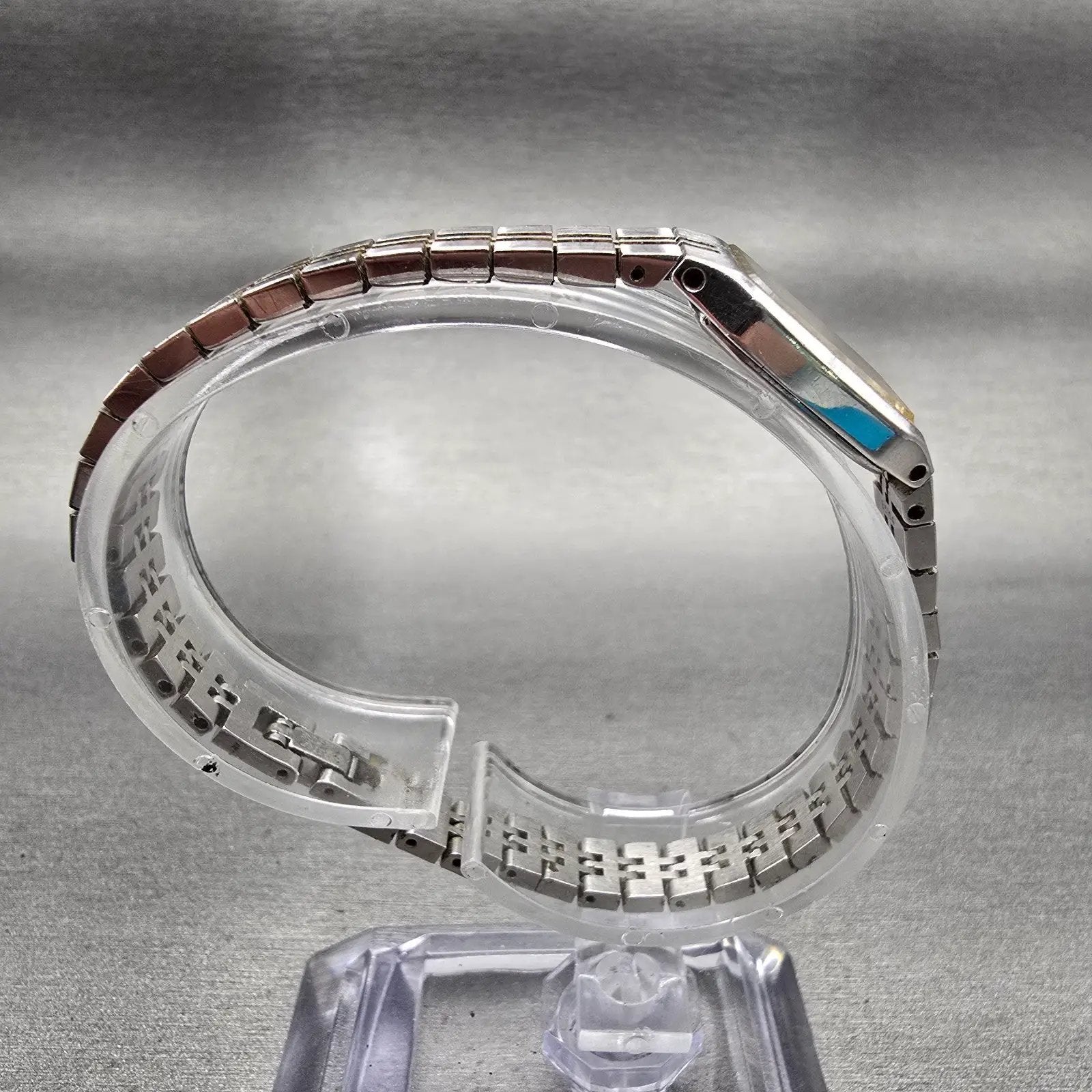 Seiko Watch Women 16mm Silver Dial Two Tone Rectangle 2C20-5209 New Battery8