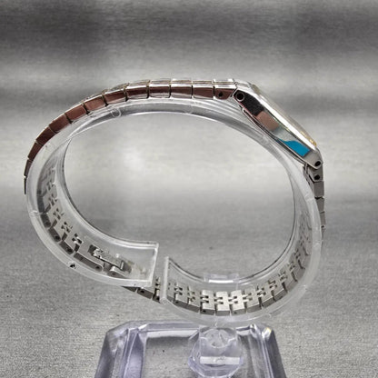 Seiko Watch Women 16mm Silver Dial Two Tone Rectangle 2C20-5209 New Battery8
