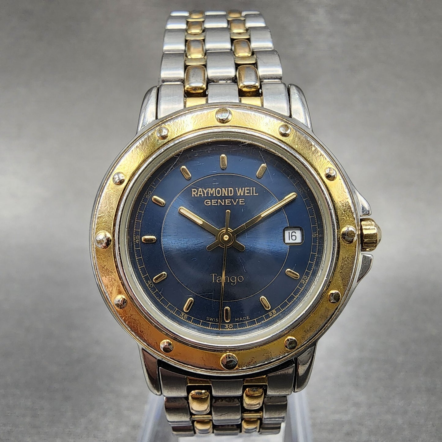 Raymond Weil Tango Watch Women 28mm Blue Dial Two Tone Date Round 5360 New BatA10