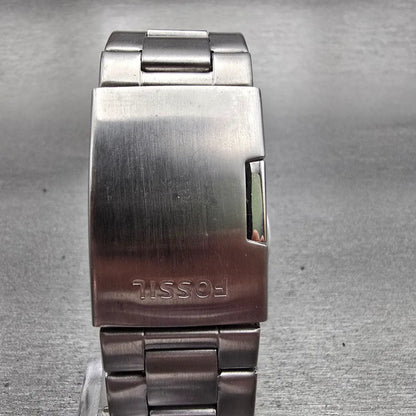 Fossil Machine Watch Men 43mm Blue Dial Silver Tone Date Round FS5340 New Batt7