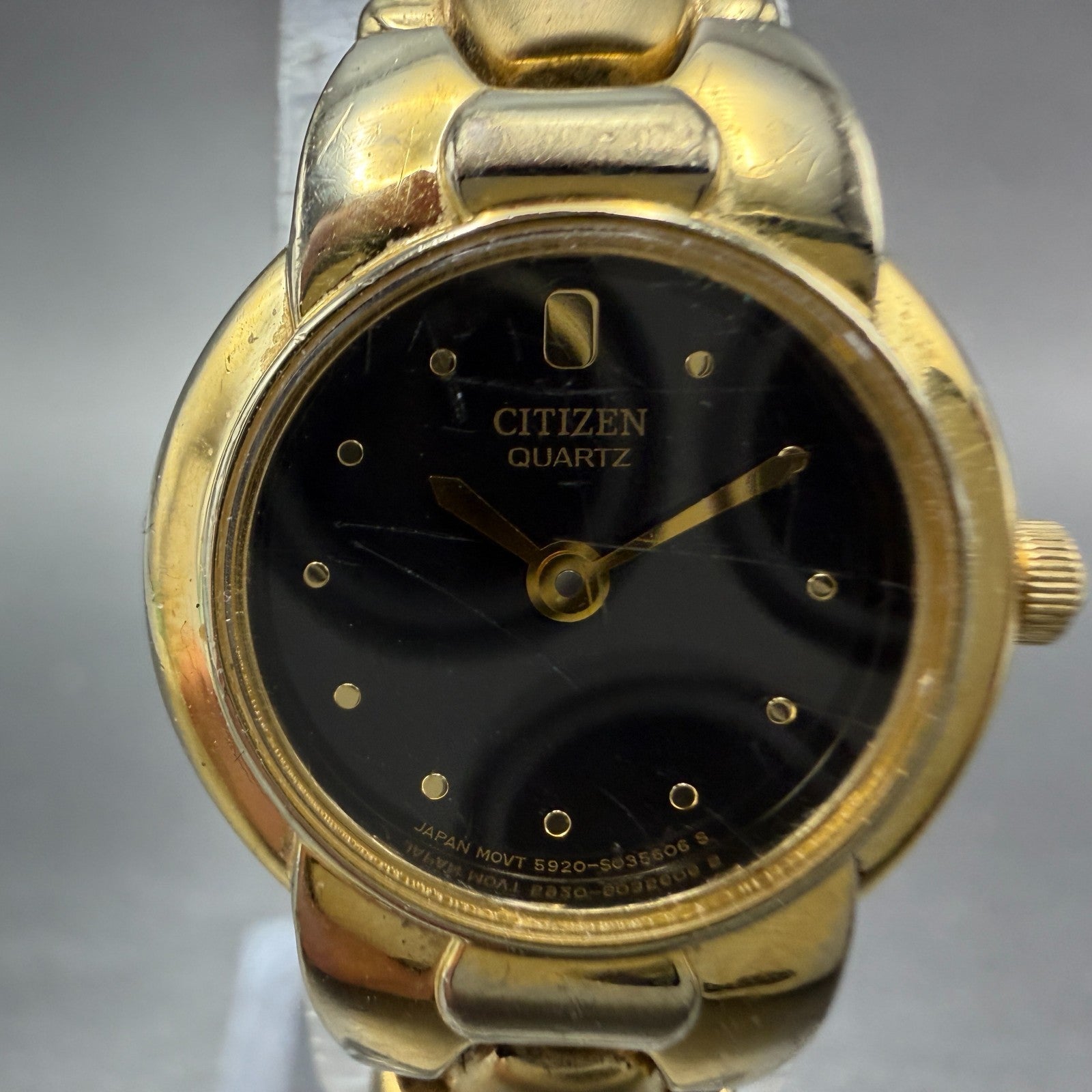 Citizen Watch Women 20mm Black Dial Gold Tone Round 5920-S020981 New Battery1