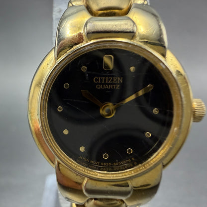 Citizen Watch Women 20mm Black Dial Gold Tone Round 5920-S020981 New Battery1