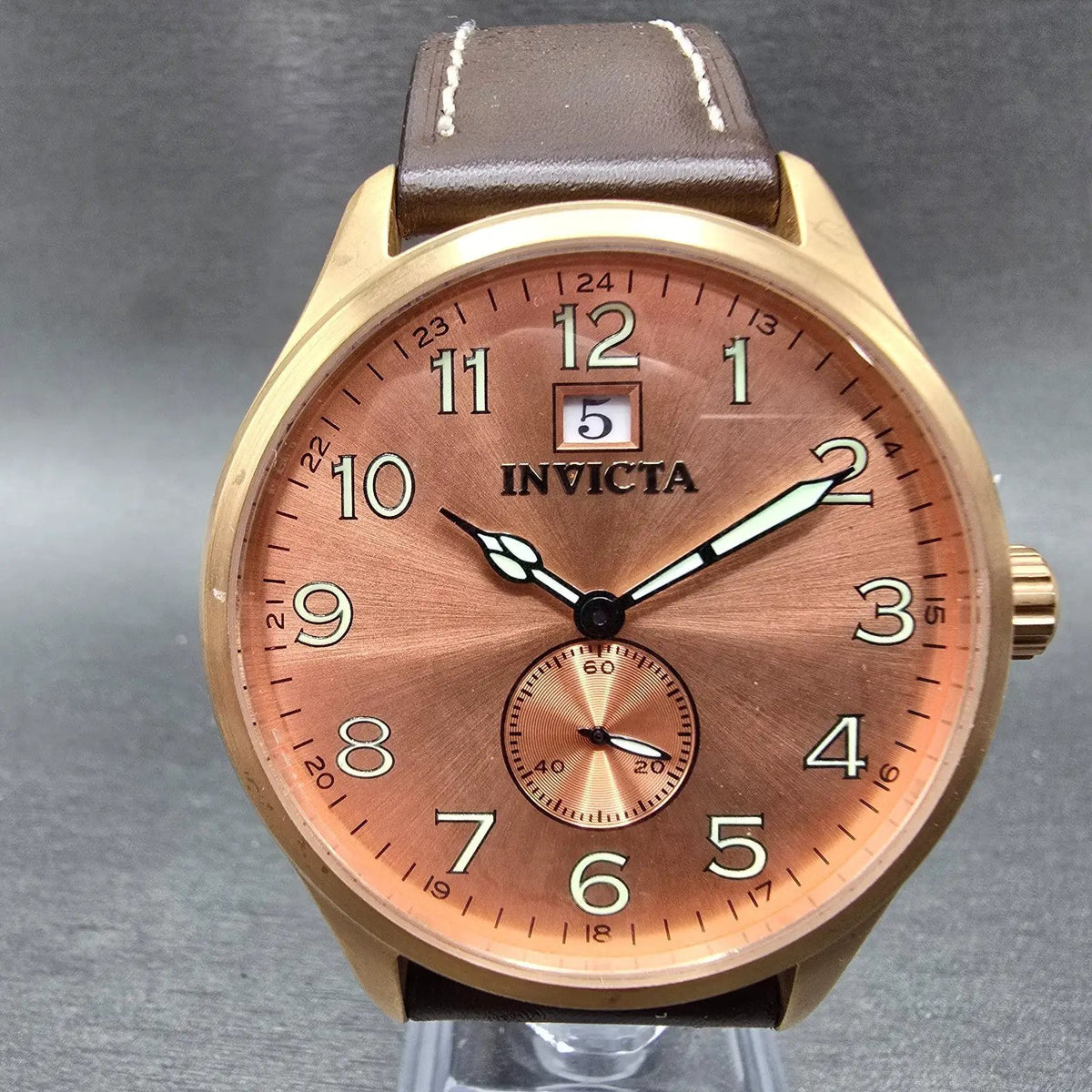 Invicta I Force Watch Men 44mm Rose Dial Rose Gold Tone Date Small Seconds 155150