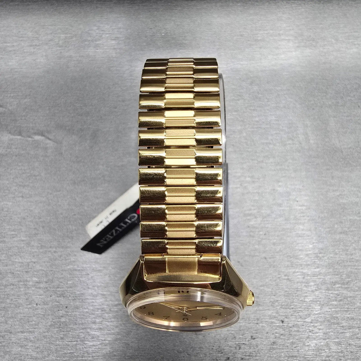 Citizen CQ Watch Men 36mm Gold Dial Gold Daydate Round 1100-S63812 New Batt NOS5