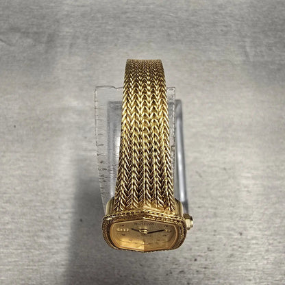 Bulova Watch Women 17mm Gold Dial Gold Tone Hexagon 92K40 New Battery4