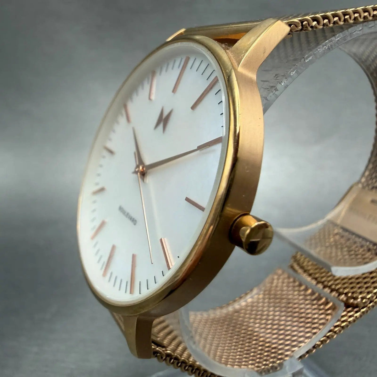 MVMT Boulevard Watch Women 38mm MOP Dial Rose Gold Tone Mesh Band New Battery P2