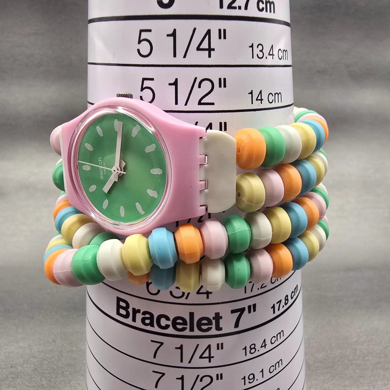 Swatch CARAMELLISSIMA Watch Women 25mm Green Dial Pink Case LP135B New Battery8