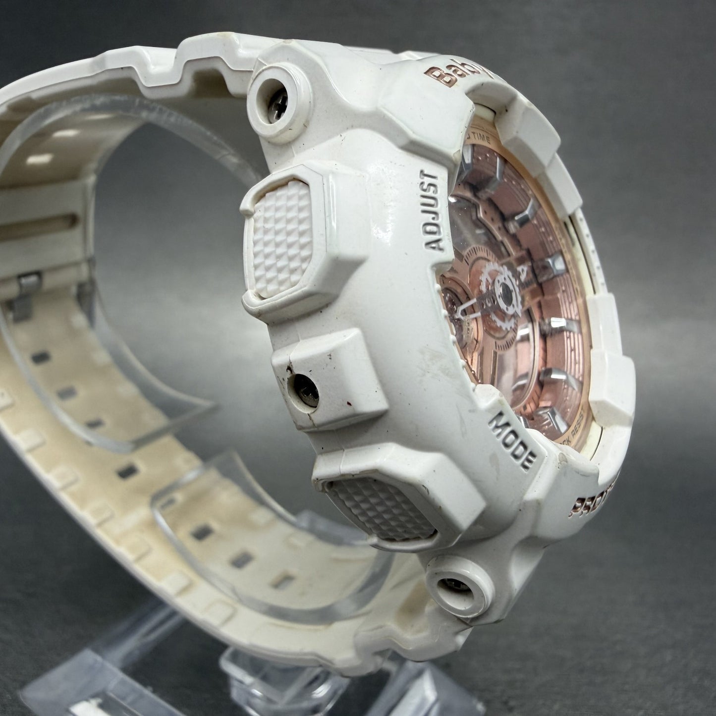 Casio Baby-G Watch Women 43mm Digital Rose Dial White Tone BA-110 New Battery AB3