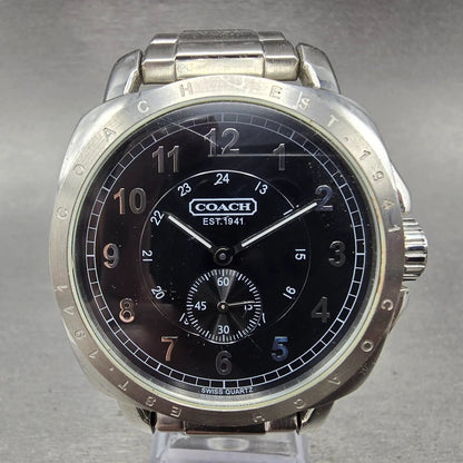 Coach Watch Men 42mm Black Dial Stainless Steel Small Seconds New Battery0