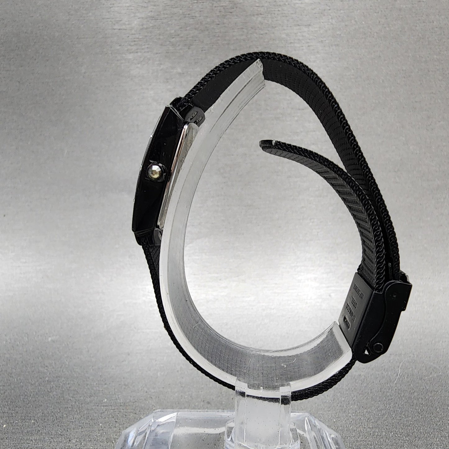 Skagen Tank Watch Women 23mm Black Dial Black Tone Rectangle 396XSBB New Battery6