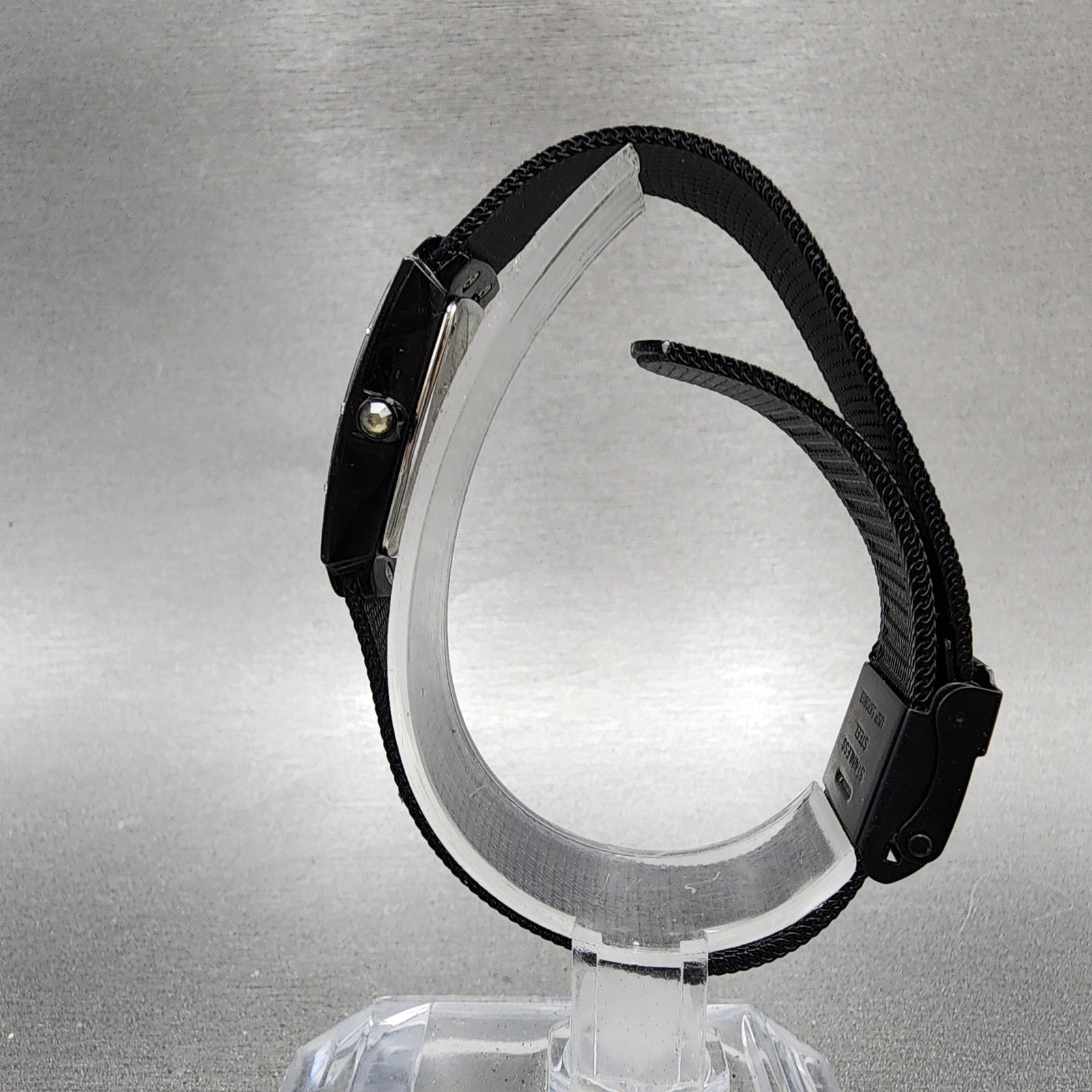 Skagen Tank Watch Women 23mm Black Dial Black Tone Rectangle 396XSBB New Battery6