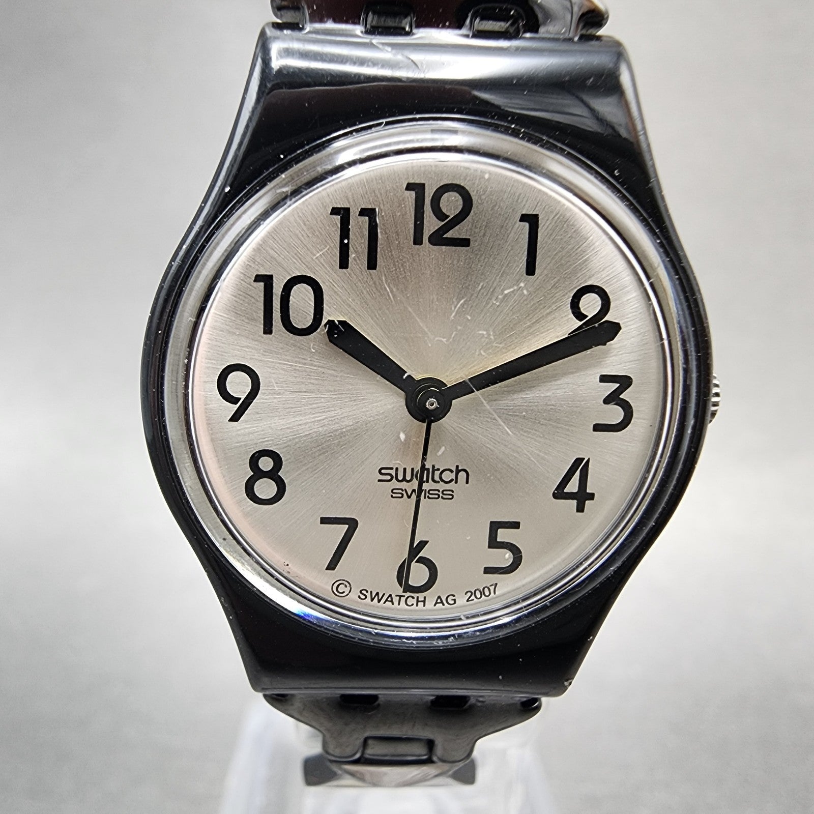 Swatch Moisito Watch Women 25mm Silver Dial Black Tone Round LB160G New Battery1